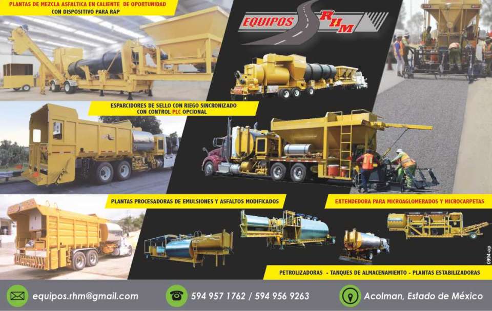 All for asphalt, oil, tanks for storage of asphalt, emulsifiers, stabilizing plants, additives, spreaders of stamps, etc.