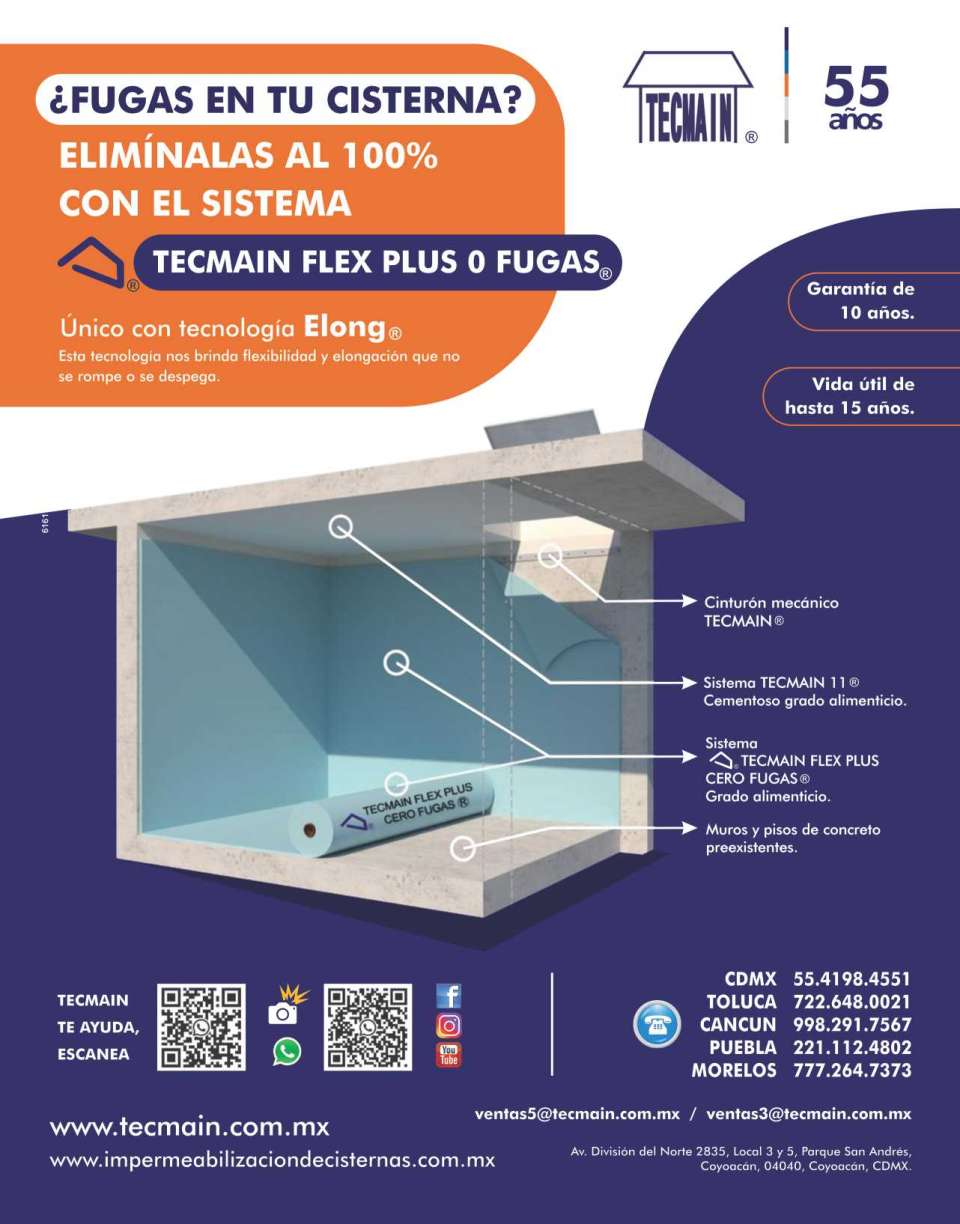 LEAKS in your CISTERN? Eliminate them 100% with the TECMAIN FLEX PLUS OR LEAKS system, the only one with Elong technology. This technology gives us flexibility and elongation.